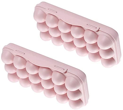 MAGHROLA 18 Grids Egg Holder with lid for RefrigeratorHomeoutdoor Compartment Egg Storage Box for Kitchen Buckle Design Egg Storage Box Freestanding Egg Tray Suitable for Home2 PCS Pink - Image 1