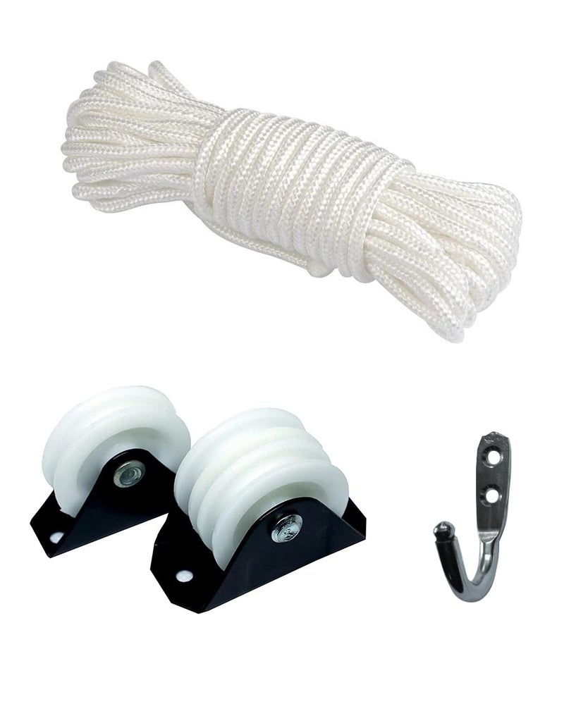 Synergy - Spare Rope and Pulley-Hook Set for Full Dropdown Ceiling Dryer(30 Feet Polyester Rope + 2 Nylon Pulley) - Image 5