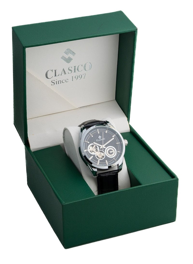 Clasico Elite Men's Open Heart Skeleton Leather Strap Watch – Premium Quartz Movement | Genuine Leather Band | Luxury Business Wrist Watch for Men - Image 5