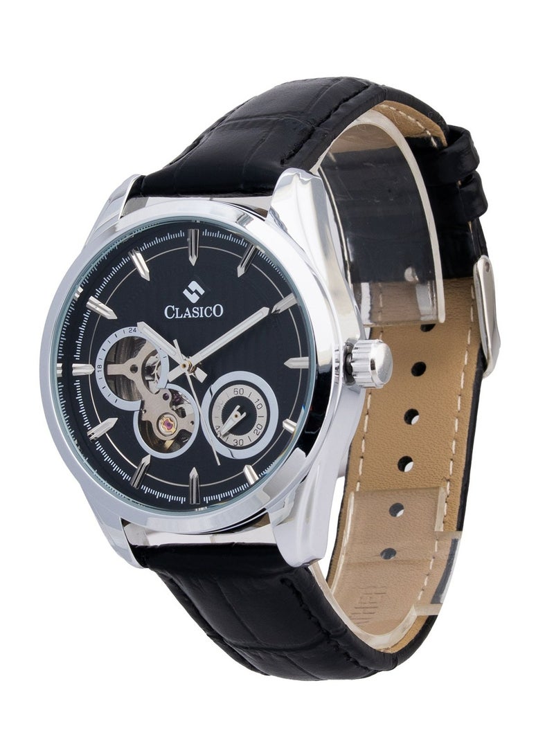Clasico Elite Men's Open Heart Skeleton Leather Strap Watch – Premium Quartz Movement | Genuine Leather Band | Luxury Business Wrist Watch for Men - Image 3