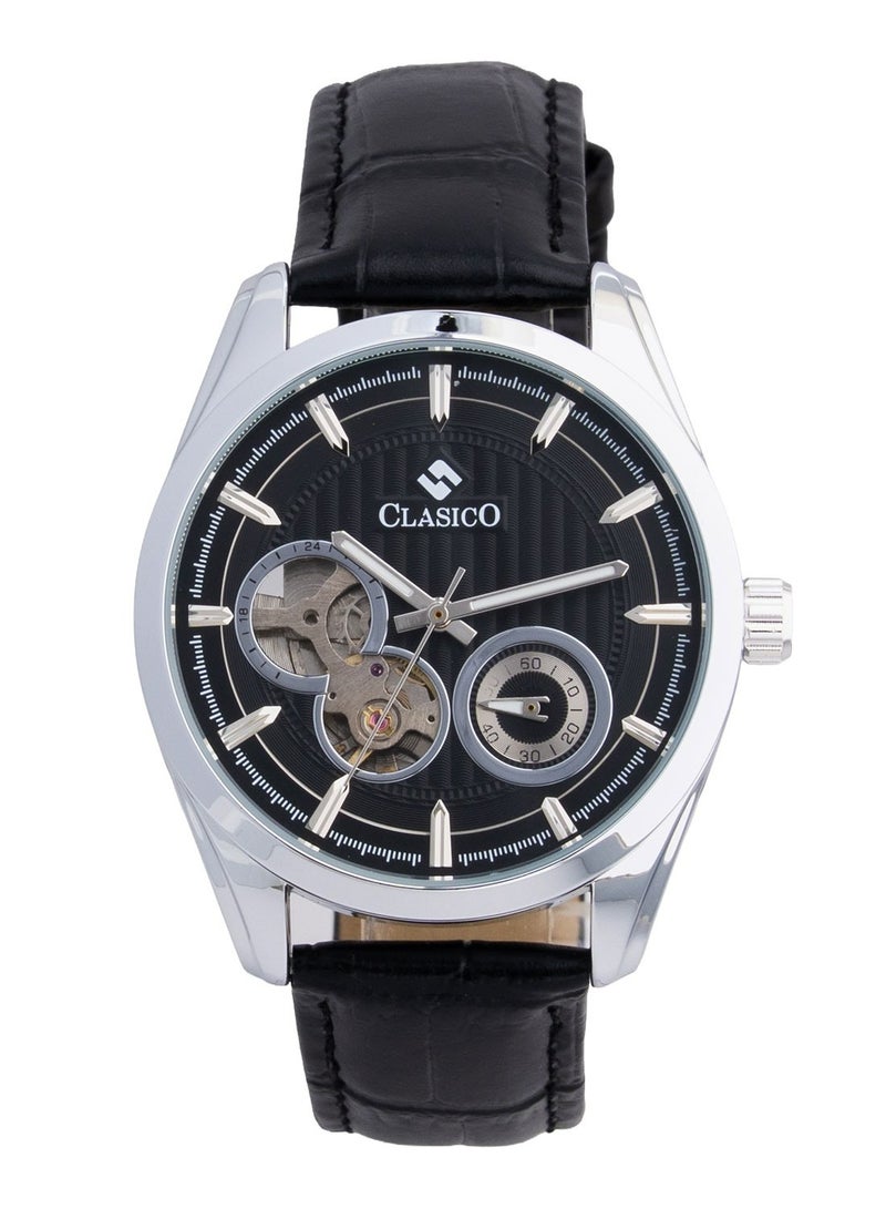 Clasico Elite Men's Open Heart Skeleton Leather Strap Watch – Premium Quartz Movement | Genuine Leather Band | Luxury Business Wrist Watch for Men - Image 1