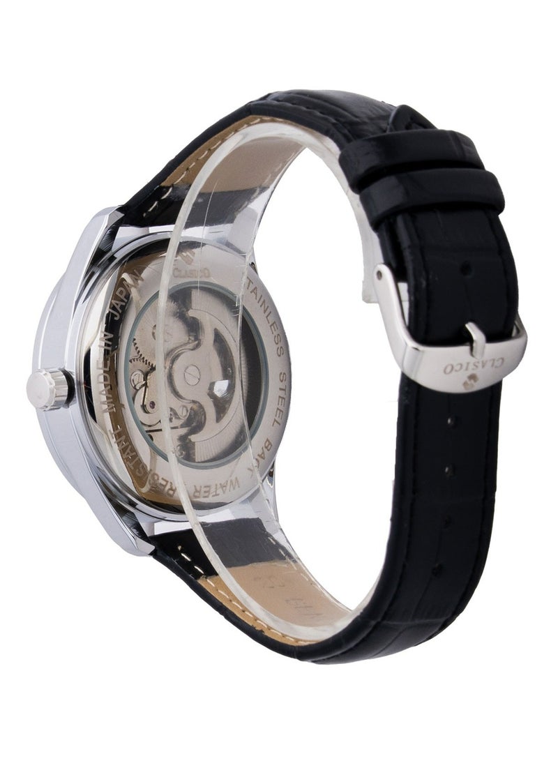 Clasico Elite Men's Open Heart Skeleton Leather Strap Watch – Premium Quartz Movement | Genuine Leather Band | Luxury Business Wrist Watch for Men - Image 4