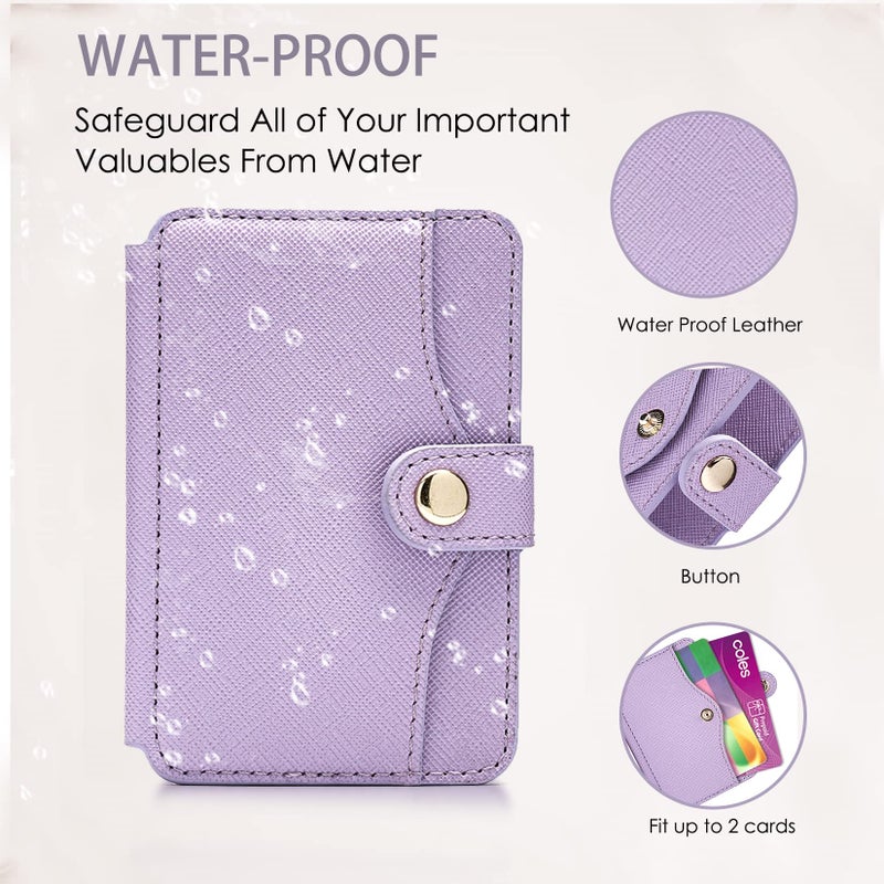 M-Plateau Card Holder, Phone Wallet Stick on with Slim 3M Sticker Match iPhone 14 Pro Case and Most Smartphones (Lavender) - Image 5