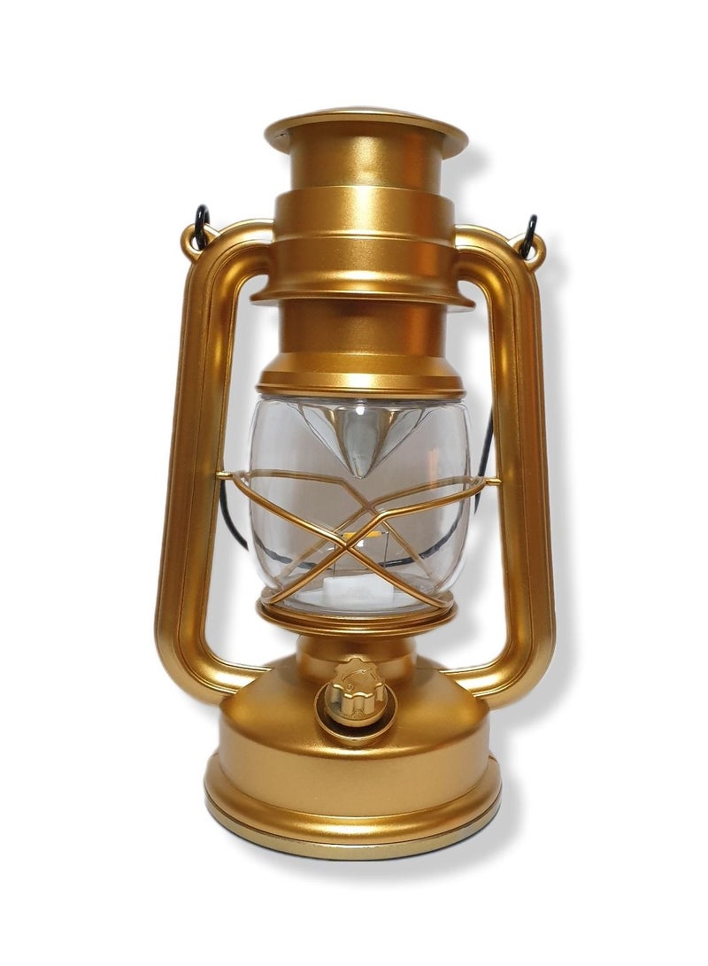Al Zaabiah Gold Old-Fashioned Portable LED Lantern | Ramadan & Eid Home Decoration Light - Image 1
