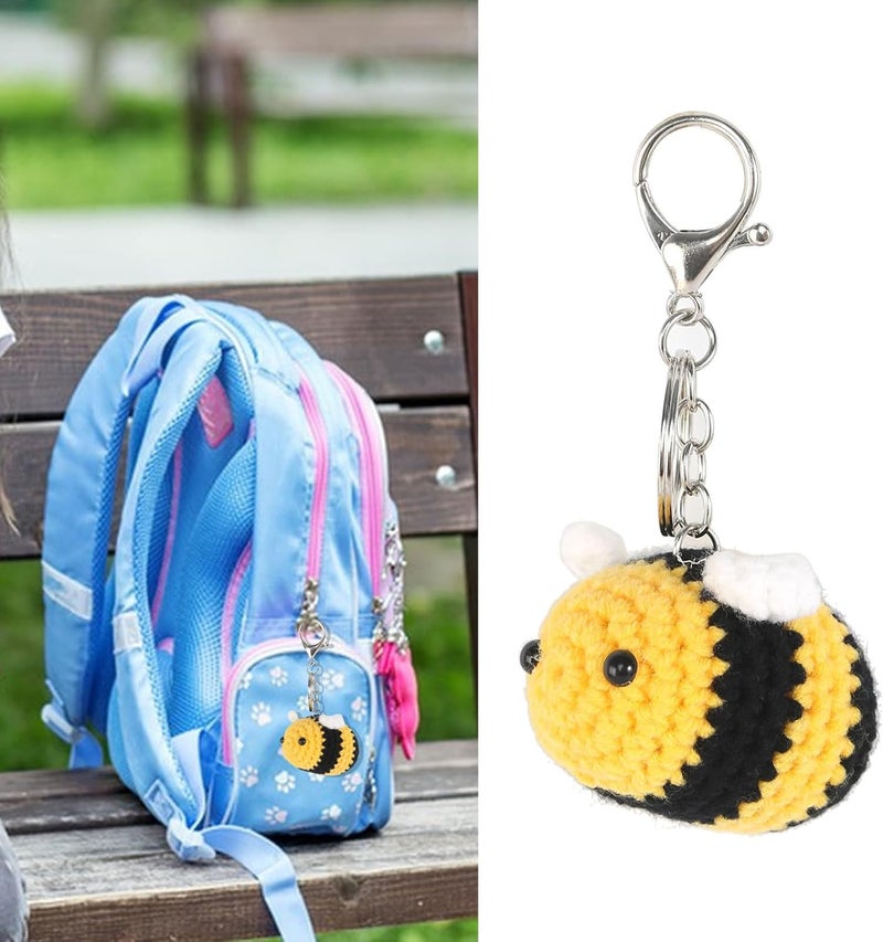 BIBABLYKE Personalized Cute Bees Pendant Crochet Keychain Lucky Funny Bees Charm Keyring Women Beautiful Pendant Keyholder Gift Cotton/Alloy - Image 1