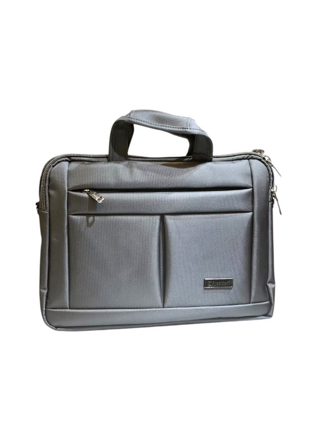 President Professional Laptop Briefcase, Grey Business Messenger Bag with Multiple Compartments - Image 2