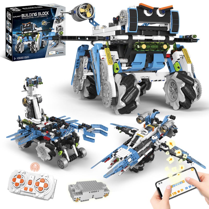 Suplanet 3in1 Programmable Robotics Kit with Remote and App Control STEM Educational Building Toy for Kids Ages 812 Ideal Birthday for Boys 856PCS - Image 3