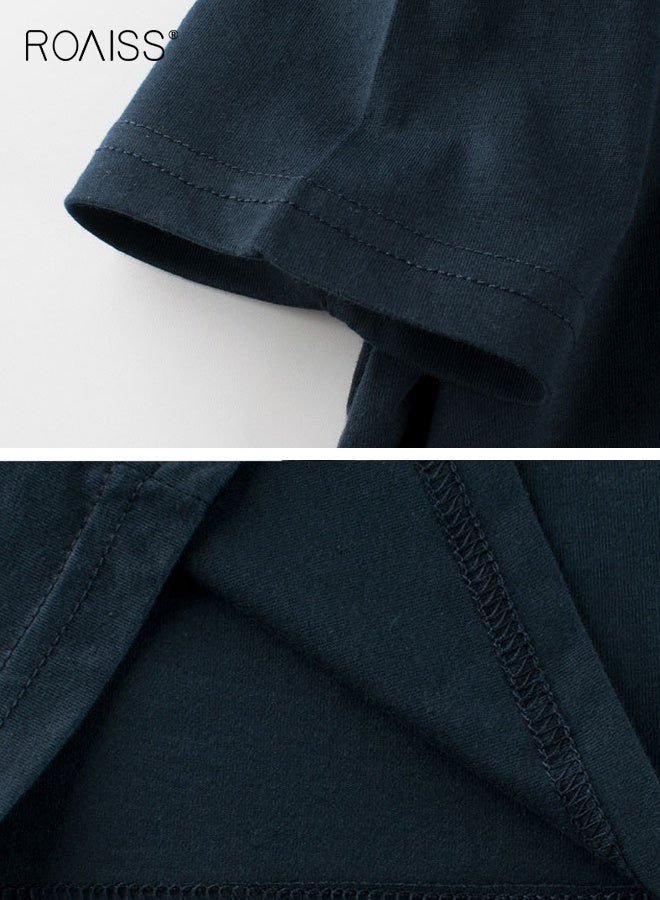 رويس تي شيرت صيفي للأولاد، قميص قصير الأكمام برقبة مستديرة للأولاد الصغار، تي شيرت قطني أنيق وفريد من نوعه بنقشة سمك القرش، مناسب للارتداء اليومي أو أي مناسبة - Image 4