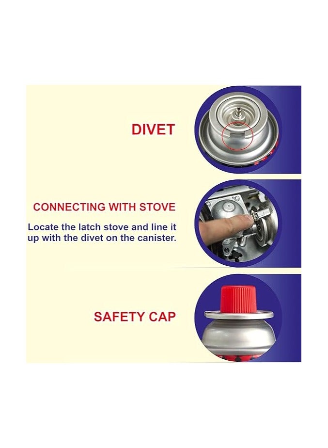 Asmaco Butane Gas -8 pieces -Butane Gas Cartridge for Camping StovesPicnic Stove,BlowTorch,Kitchen Torch - HIGH Performance Gas Mix | Butane GAS refill for Portable Stoves-220gmx8pc-Butane gas cylinder- - Image 3