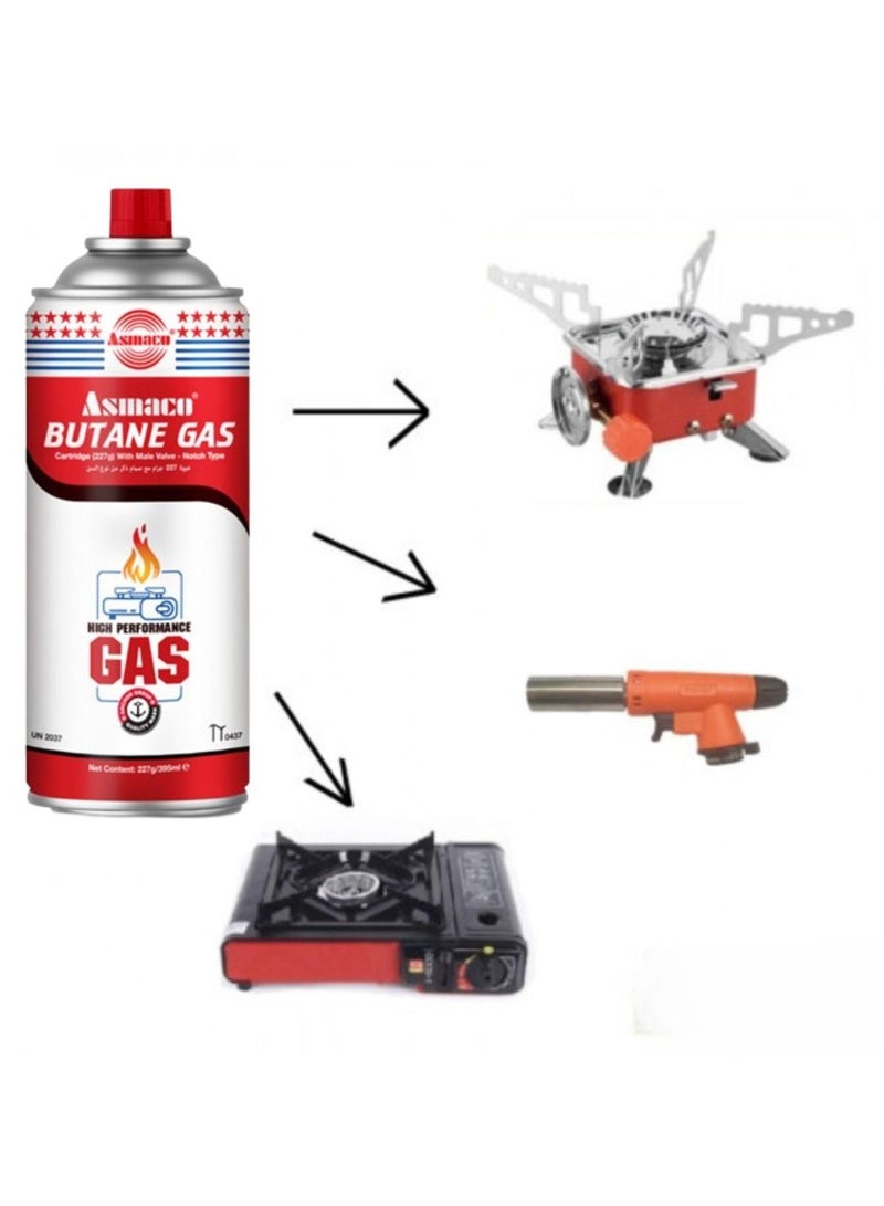 Asmaco Butane Gas -8 pieces -Butane Gas Cartridge for Camping StovesPicnic Stove,BlowTorch,Kitchen Torch - HIGH Performance Gas Mix | Butane GAS refill for Portable Stoves-220gmx8pc-Butane gas cylinder- - Image 4