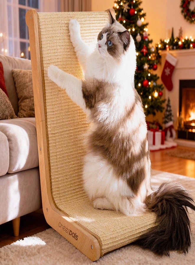 CHEERHOME PETS لوح خدش للقطط مصنوع من السيزال، مناسب للقطط المنزلية، لوح خدش عمودي للقطط، لوح خدش للقطط على شكل حرف L، عمود خدش للقطط، أثاث خشبي صلب للقطط (كبير) - Image 1