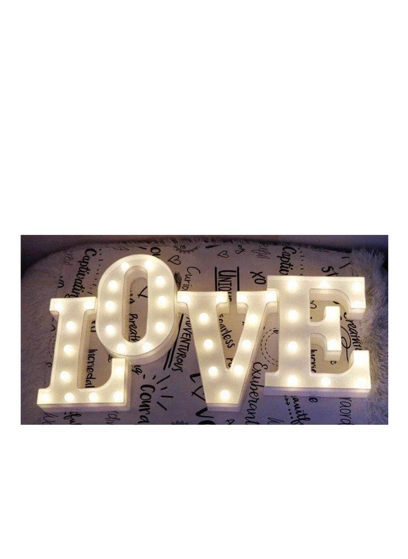 Generic - A white LED message consisting of 4 illuminated letters that form the word (Love) For romantic lovers, Valentine's Day, engagement parties, weddings, and happy occasions - Image 1