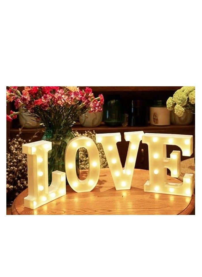 Generic - A white LED message consisting of 4 illuminated letters that form the word (Love) For romantic lovers, Valentine's Day, engagement parties, weddings, and happy occasions - Image 1