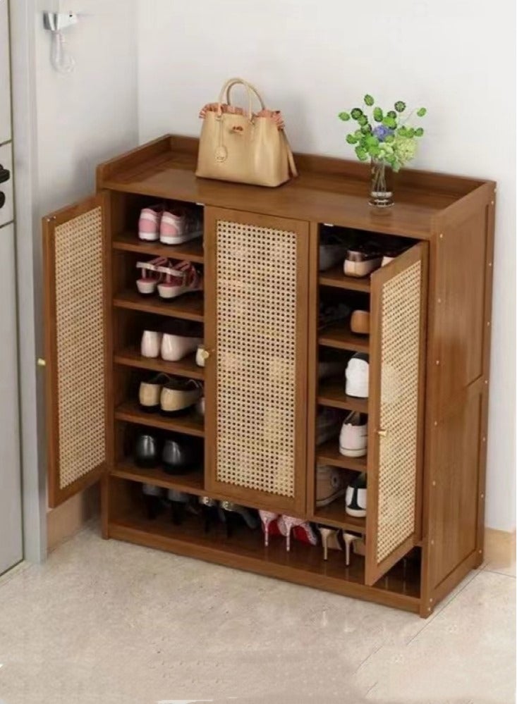 كوتيس خزانة أحذية مكونة من 6 طبقات مع أبواب من الخيزران/ABS بني 90x31x99 سم  - Image 2
