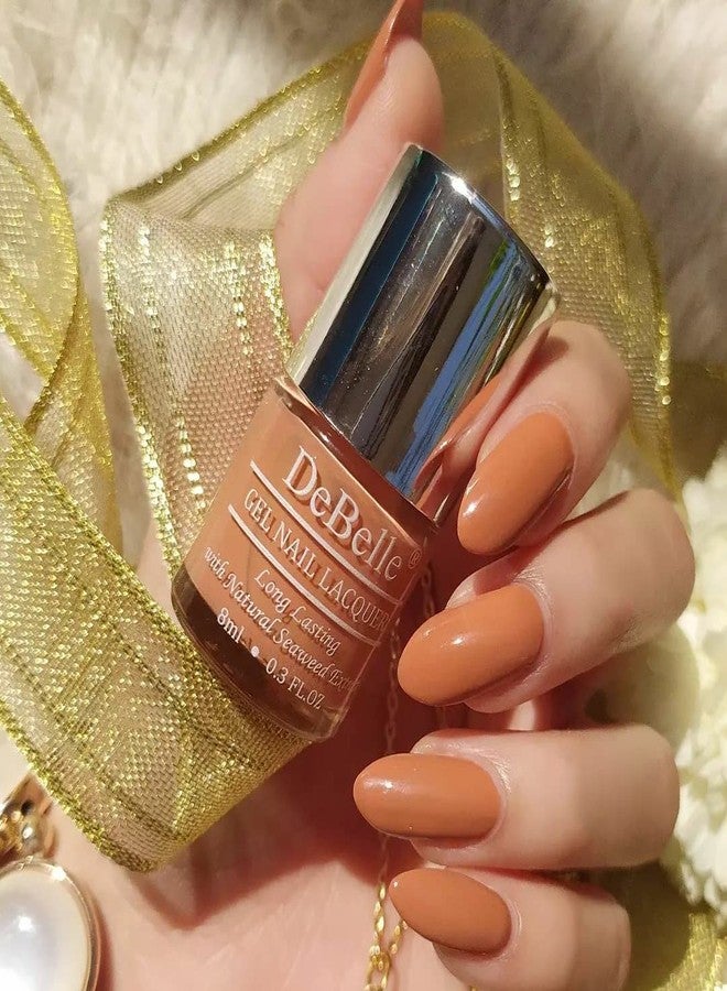 DeBelle Gel Nail Lacquers Combo set of 4 Malibu Sunset Pastels - Maple Tan (Tan Brown), Rose Aurelia (Pink Mauve), Cherry Macaron (Powder Pink), Peony Blossom (Nude) 32 ml (8ml Each) - Image 3