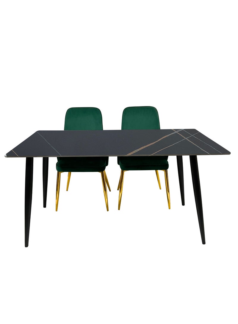 MAPLE HOME DECORATION Maple Home Modern Dining & Coffee Table Accent Rock Stone Top Dining Metal Base Kitchen Bar Patio Living Dining Furniture 80*140cm  - Image 4