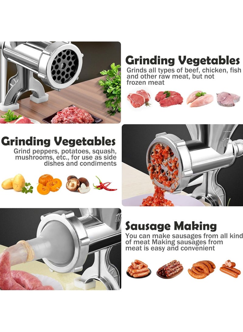 Meat Grinder Manual, Stainless Steel Hand Meat Grinder and Household Multi-Function Enema and Vegetable Cutter, Safe Meat Mincer Grinder  - Image 4