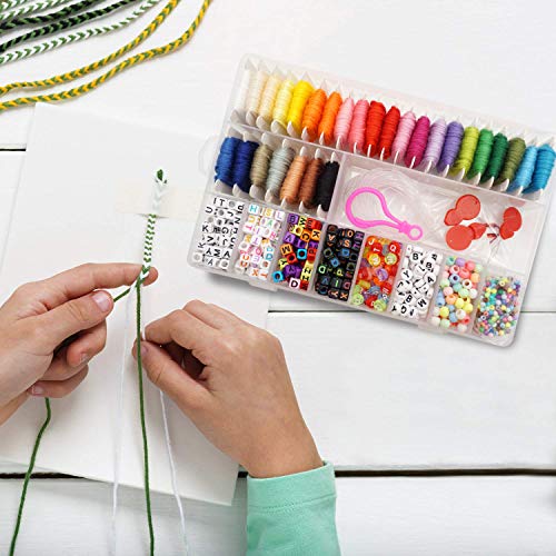 Peirich Friendship Bracelet Making Beads Kit, Letter Beads,22 Multi-Color Embroidery Floss Over 1900 pcs A-Z Alphabet Beads Beads Bracelets String Kit for Jewelry Making Christmas Birthday Gifts - Image 5