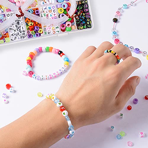 Peirich Friendship Bracelet Making Beads Kit, Letter Beads,22 Multi-Color Embroidery Floss Over 1900 pcs A-Z Alphabet Beads Beads Bracelets String Kit for Jewelry Making Christmas Birthday Gifts - Image 4