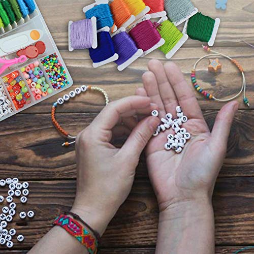 Peirich Friendship Bracelet Making Beads Kit, Letter Beads,22 Multi-Color Embroidery Floss Over 1900 pcs A-Z Alphabet Beads Beads Bracelets String Kit for Jewelry Making Christmas Birthday Gifts - Image 3