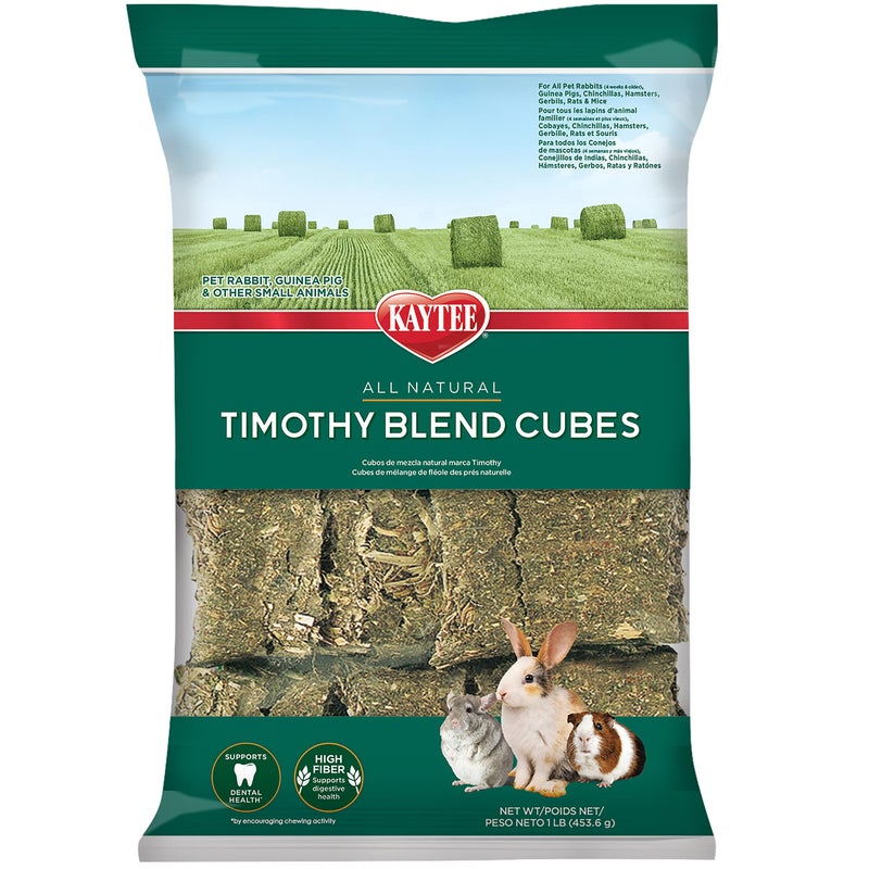 Kaytee Timothy Hay Blend Cubes for Pet Rabbits, Guinea Pigs, Chinchillas, and Other Small Animals, 1 Pound - Image 1