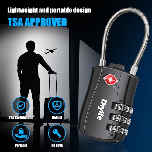 Diyife TSA Luggage Locks, [ Zinc Alloy Version][2 Pcs] Diyife TSA Approved Luggage Lock 3-Digit Re-settable Combination Lock, Code Lock for Travel Suitcase Luggage Bag Lockers (Black) - Image 5