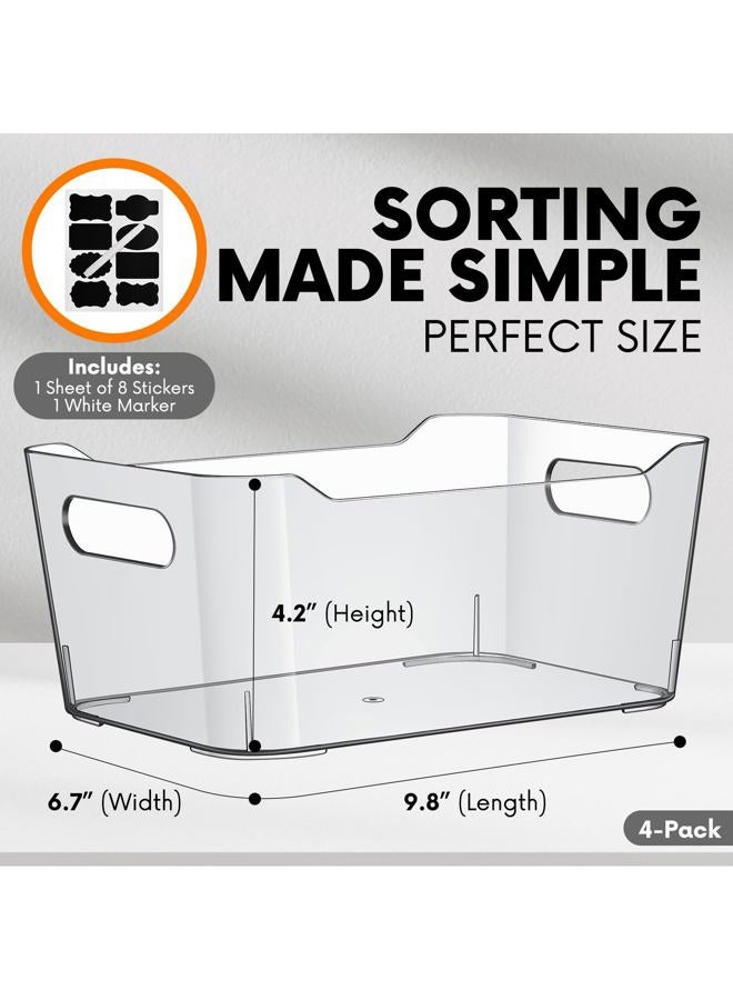 ShelfShaper Clear Plastic Storage Bins with Labels and Marker, Perfect for Kitchen Organization or Pantry Organization and Storage, Medium Fridge Organizer and Cabinet Organizers Storage Bins - Image 2