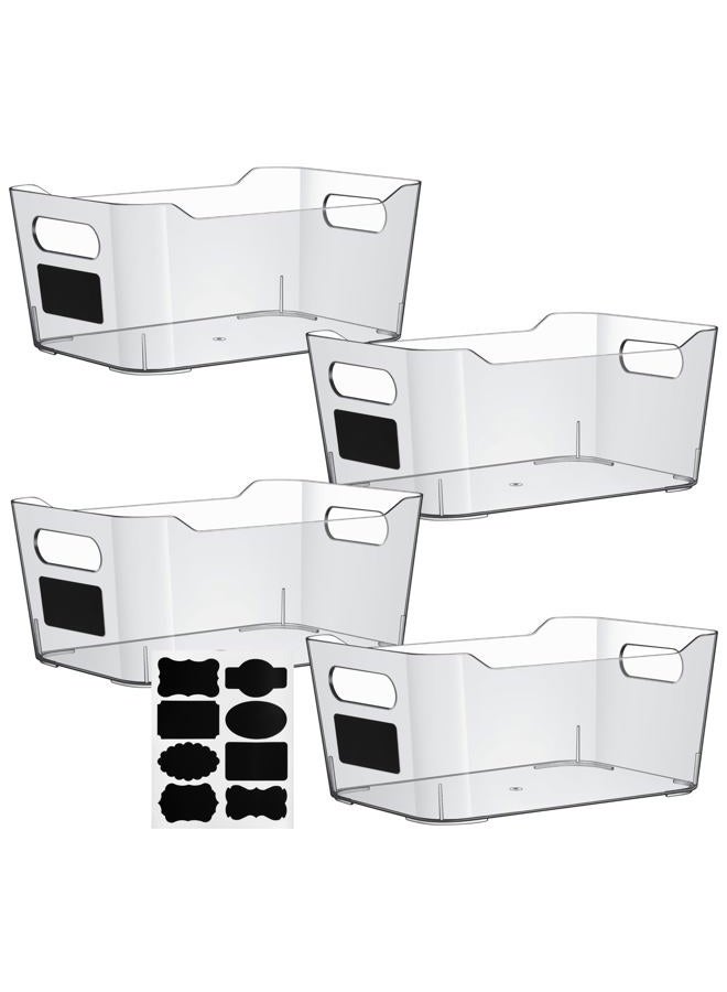 ShelfShaper Clear Plastic Storage Bins with Labels and Marker, Perfect for Kitchen Organization or Pantry Organization and Storage, Medium Fridge Organizer and Cabinet Organizers Storage Bins - Image 1