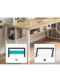 Alissa 140 cm Home Office Desk with Storage Shelves （wood color-140*60cm）  - Image 3