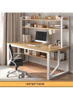 Alissa 140 cm Home Office Desk with Storage Shelves （wood color-140*60cm）  - Image 4