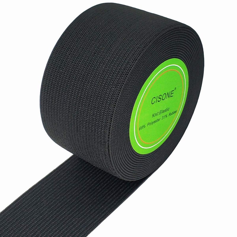 CISONE Knit Elastic 15 Inch Wide Black Heavy Stretch High Elasticity Knit Elastic Band 5 Yards - Image 3