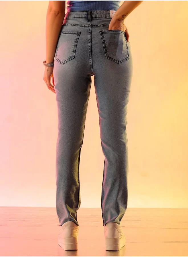 Freehand Women Straight Fit Solid High-Rise Jeans