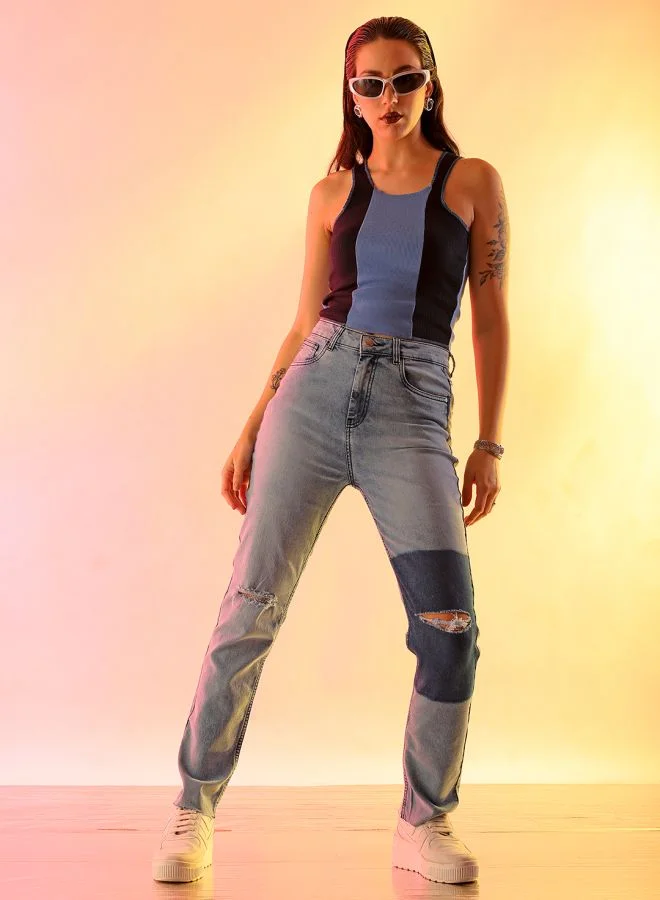 Freehand Women Straight Fit Solid High-Rise Jeans