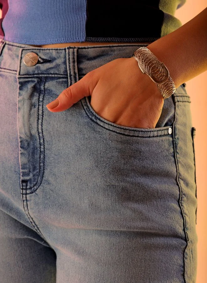 Freehand Women Straight Fit Solid High-Rise Jeans