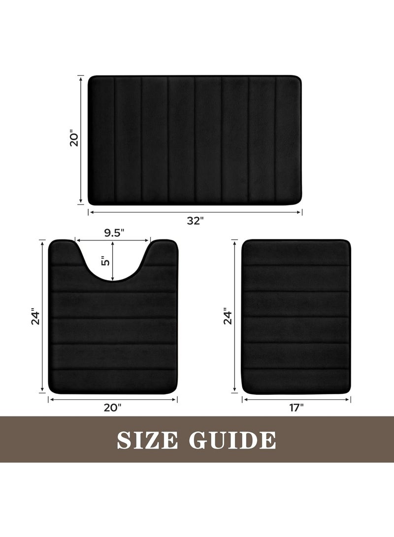 3 Pieces Coral Velvet Bathroom Rugs Set, Non Slip Water Absorbent Soft Fluffy Bath Mats, Washable Floor Mats for Bathroom Tub Toilet - Image 4