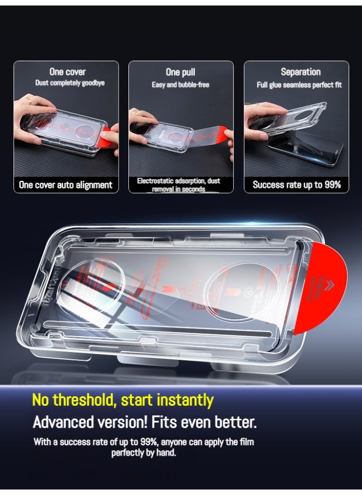 Suitable for iPhone 14、15、16 pro max transparent anti-fingerprint tempered film 9H hardness full screen protection/3 pieces of tempered film set - Image 5