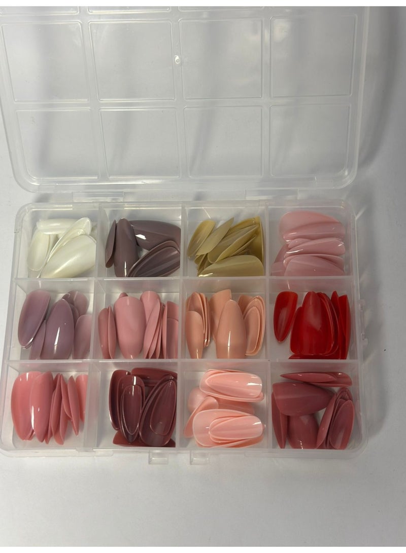 144 pcs Round Short Colorful False nails 12 Solid Colors Fake Nail Full Cover with box may vary color - Image 1