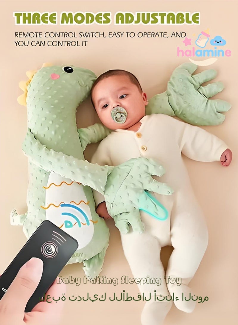 Halamine Baby Soothing Palm Baby Patting Sleeping Toy Toddler Sleep Soother Dinosaur Baby Patter Toddler Patter for Sleep, Three-Speed Adjustment, Remote Control, Free Hands (Green) - Image 1