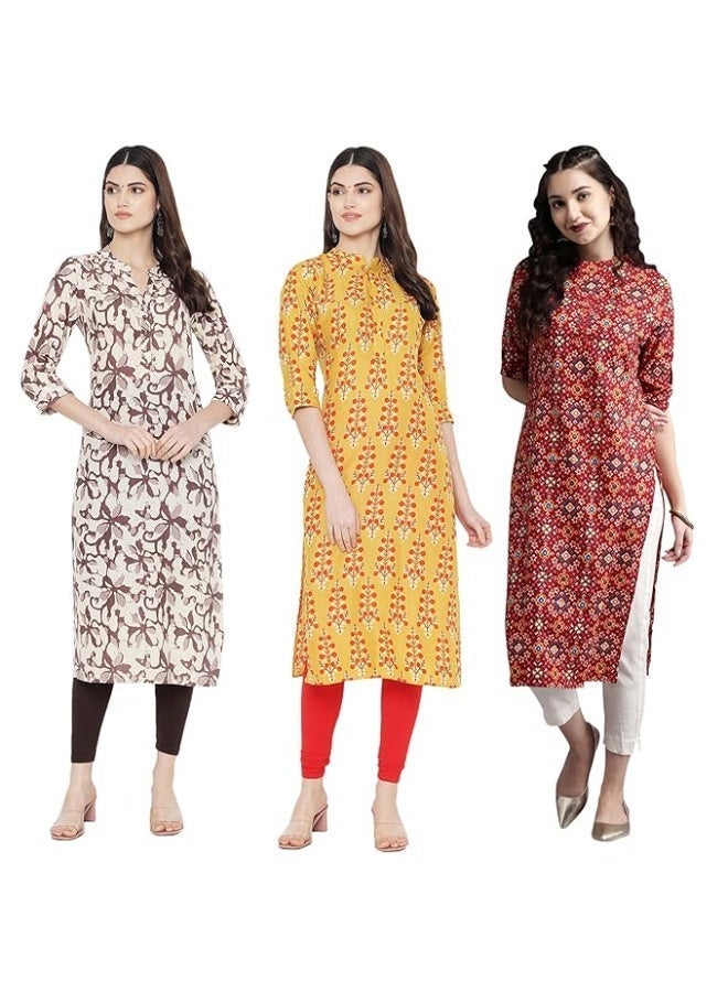 Pinkmint store Women's Crepe Regular Fashion Kurta (pack of 3) 4XL - Image 1