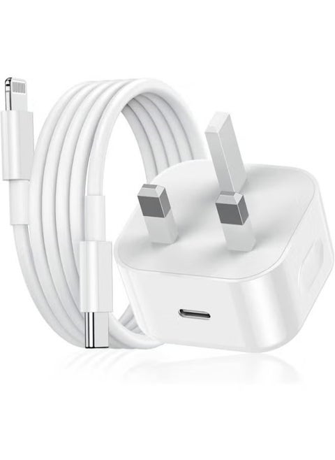 USB-C Power Adapter With Type-C To Lightning Cable 20W White