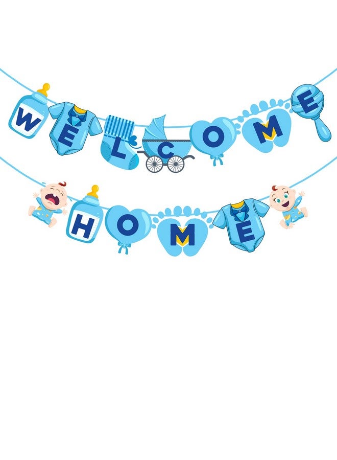 ZYOZIQUE Baby Boy Welcome Home Decoration Kit Banner For Baby Shower/Welcome Party/Birthday Party Supplies, Blue - Image 1