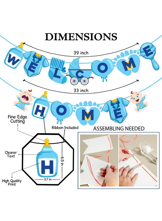 ZYOZIQUE Baby Boy Welcome Home Decoration Kit Banner For Baby Shower/Welcome Party/Birthday Party Supplies, Blue - Image 2