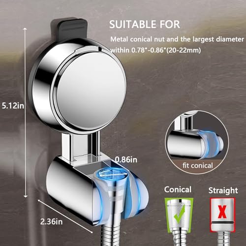 Resdenio Shower Head Holder - Strong Suction Cup No Drilling Showerhead Bracket Waterproof Handheld Shower Holder, Adjustable Wand Holder for RV, Kids, Bathroom (Silver) - Image 4