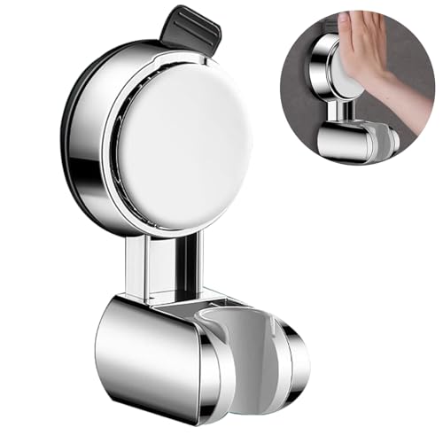 Resdenio Shower Head Holder - Strong Suction Cup No Drilling Showerhead Bracket Waterproof Handheld Shower Holder, Adjustable Wand Holder for RV, Kids, Bathroom (Silver) - Image 1