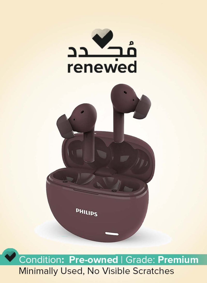 Philips Renewed - Audio TAT1179RD/94 True Wireless in Ear Earbuds with Pocket Sized Charging Case, Play Time Upto 45Hrs, 10mm Dynamic Drivers, Inbuilt Mic, IPX4 Splash & Sweat Resistant (Red) RED - Image 1