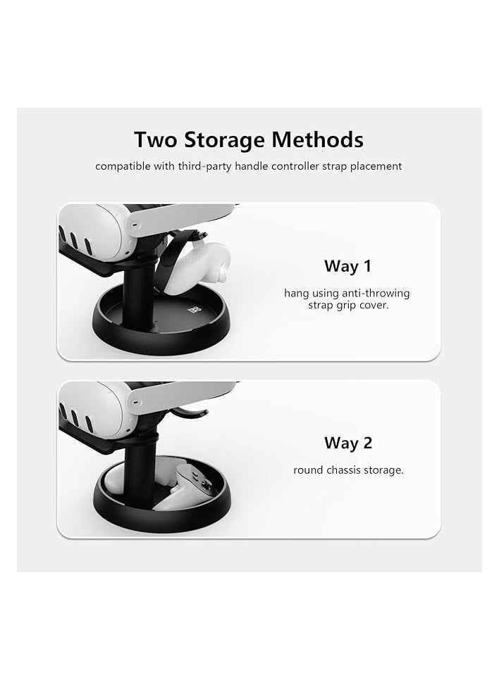 بروماس حامل حامل VR متوافق مع Quest 3/Oculus Quest 2/Pico 4/Vision Pro - محطة قاعدة عرض رأسية لسماعات الرأس العالمية، دعامة ثابتة مع قاعدة تخزين مستديرة - Image 2