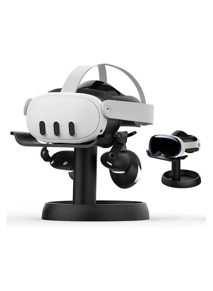 بروماس حامل حامل VR متوافق مع Quest 3/Oculus Quest 2/Pico 4/Vision Pro - محطة قاعدة عرض رأسية لسماعات الرأس العالمية، دعامة ثابتة مع قاعدة تخزين مستديرة - Image 1