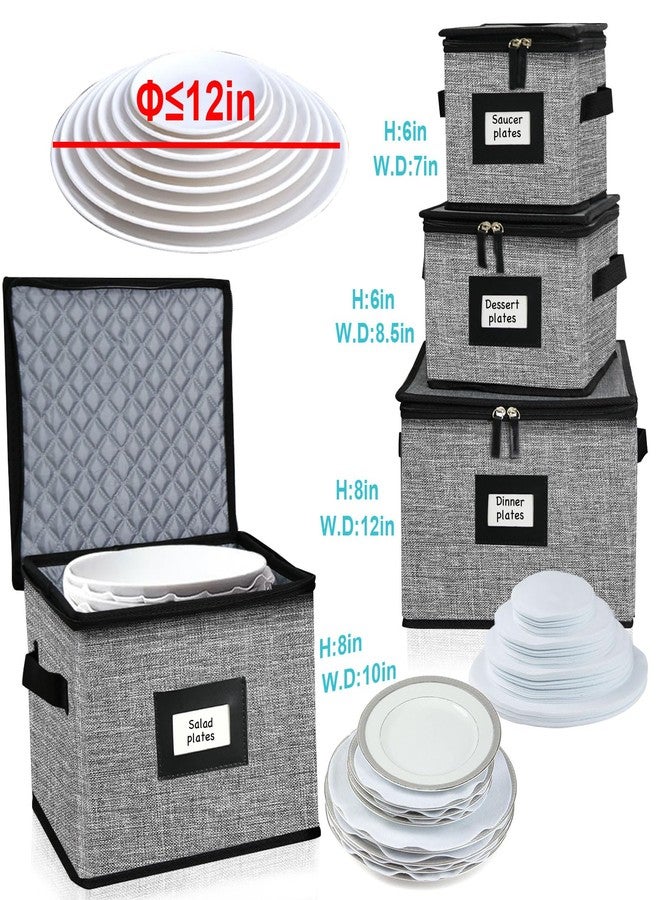 ouruer 5 PACK China Storage Containers-Quilted Mug Storage and Moving Boxes for Dishes,Dish Packing Supplies for Moving,Dinnerware &Accessories,Holds a total of 48 plates (4 sizes) and 12 cups(Grey) - Image 3