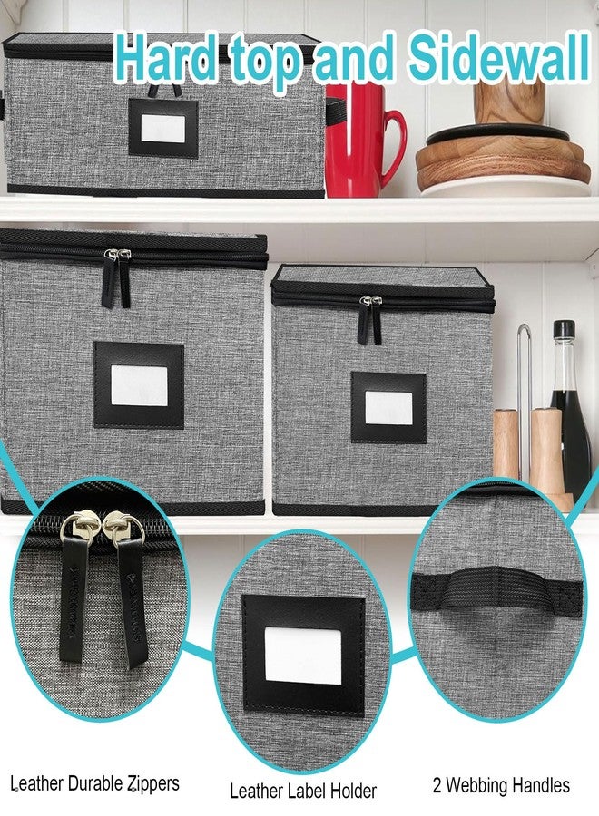 ouruer 5 PACK China Storage Containers-Quilted Mug Storage and Moving Boxes for Dishes,Dish Packing Supplies for Moving,Dinnerware &Accessories,Holds a total of 48 plates (4 sizes) and 12 cups(Grey) - Image 5