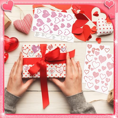 Epakh ملصقات قلب من الراينستون 84 قطعة مع لمسة لامعة، ملصقات لاصقة ذاتية لزينة العطلات، الحرف اليدوية، زينة النوافذ، ملحقات السيارات، صناديق الهدايا، 4 أوراق - Image 3